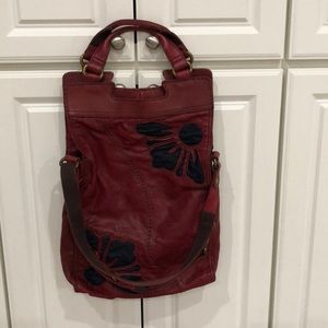 Lucky Brand Italian leather red and denim purse